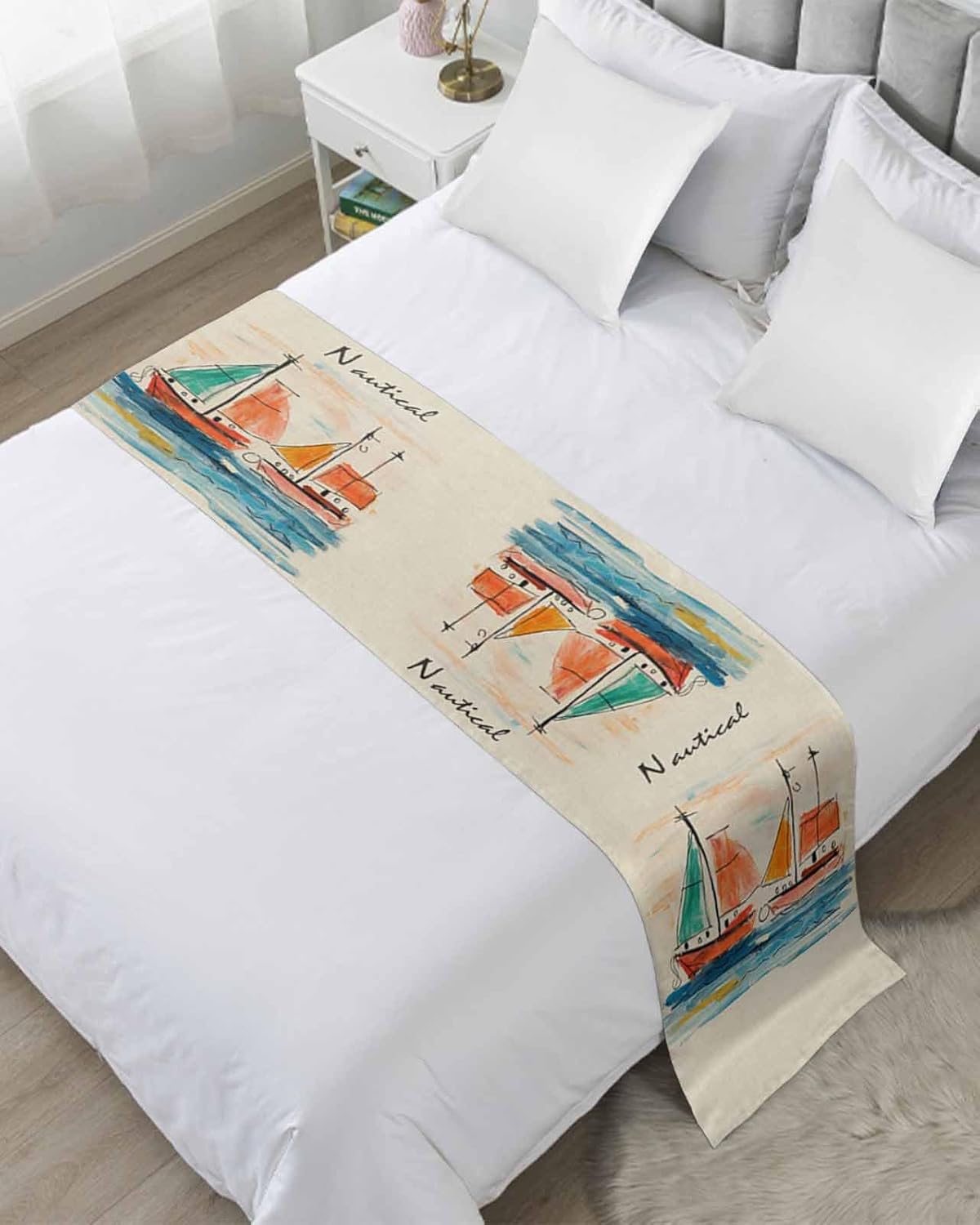 Homechoid Nautical Boat Bed Runner for Twin Size Bed