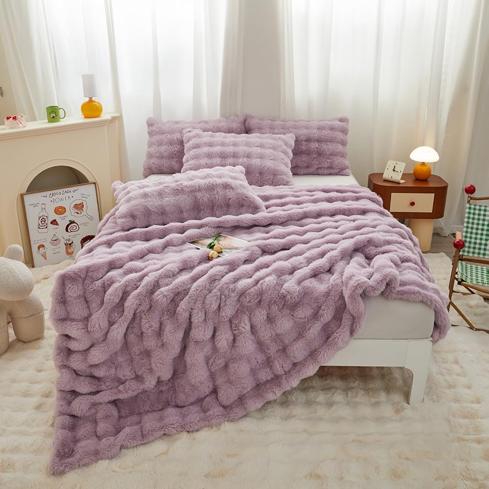 Roscloud Rabbit Plush Duvet Cover Set 3PC Twin