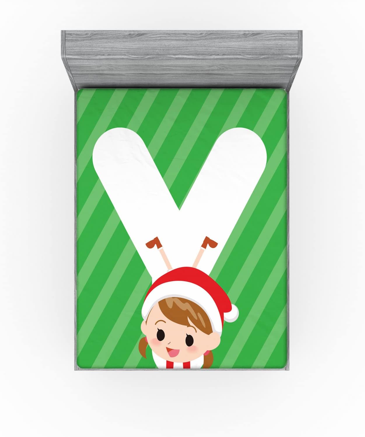 Ambesonne Christmas Alphabet Y Girl Fitted Sheet