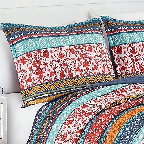 Chezmoi Collection Amara 3-Piece Boho Stripe Quilt Set
