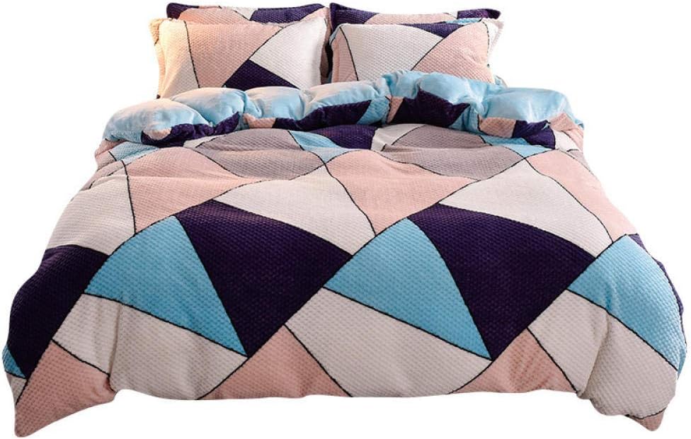 Geekcook Flannel Duvet Cover Set 4-Piece Autumn Winter Warm