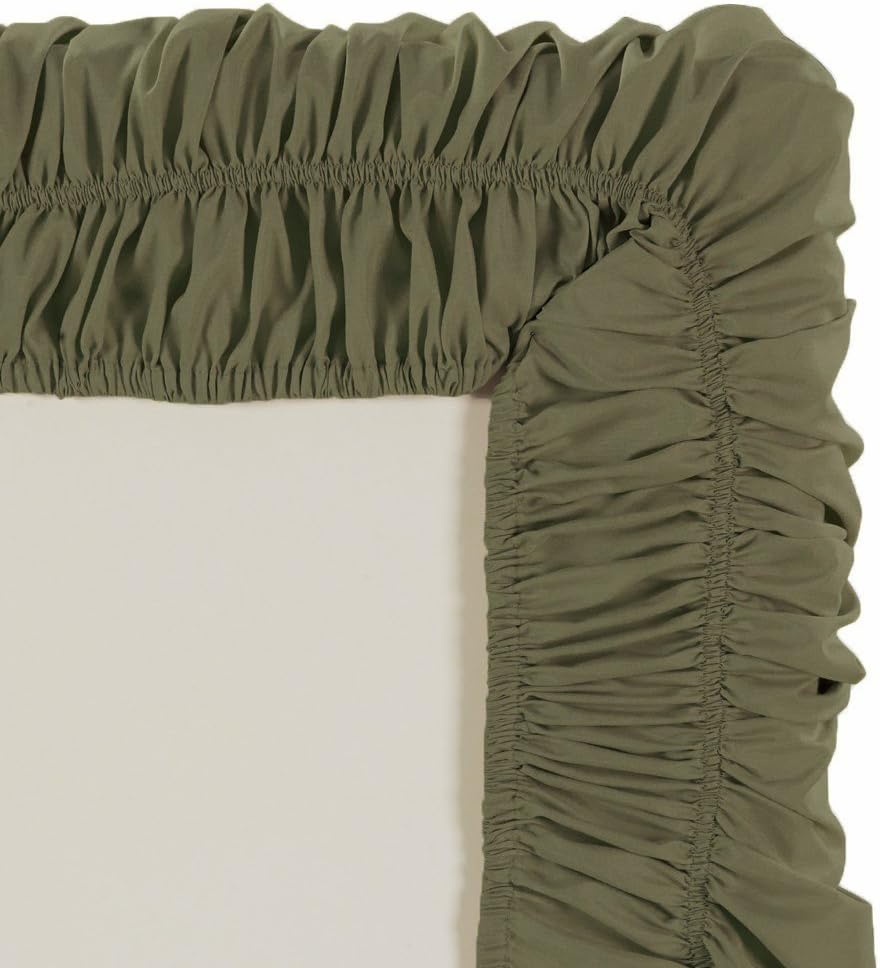 MK Home Easy Fit Elastic Bed Ruffles Sage Green Twin Full Bed Skirt