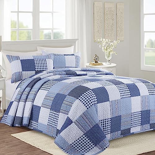 HOMBYS Oversized Plaid Quilt Set with Pillow Shams