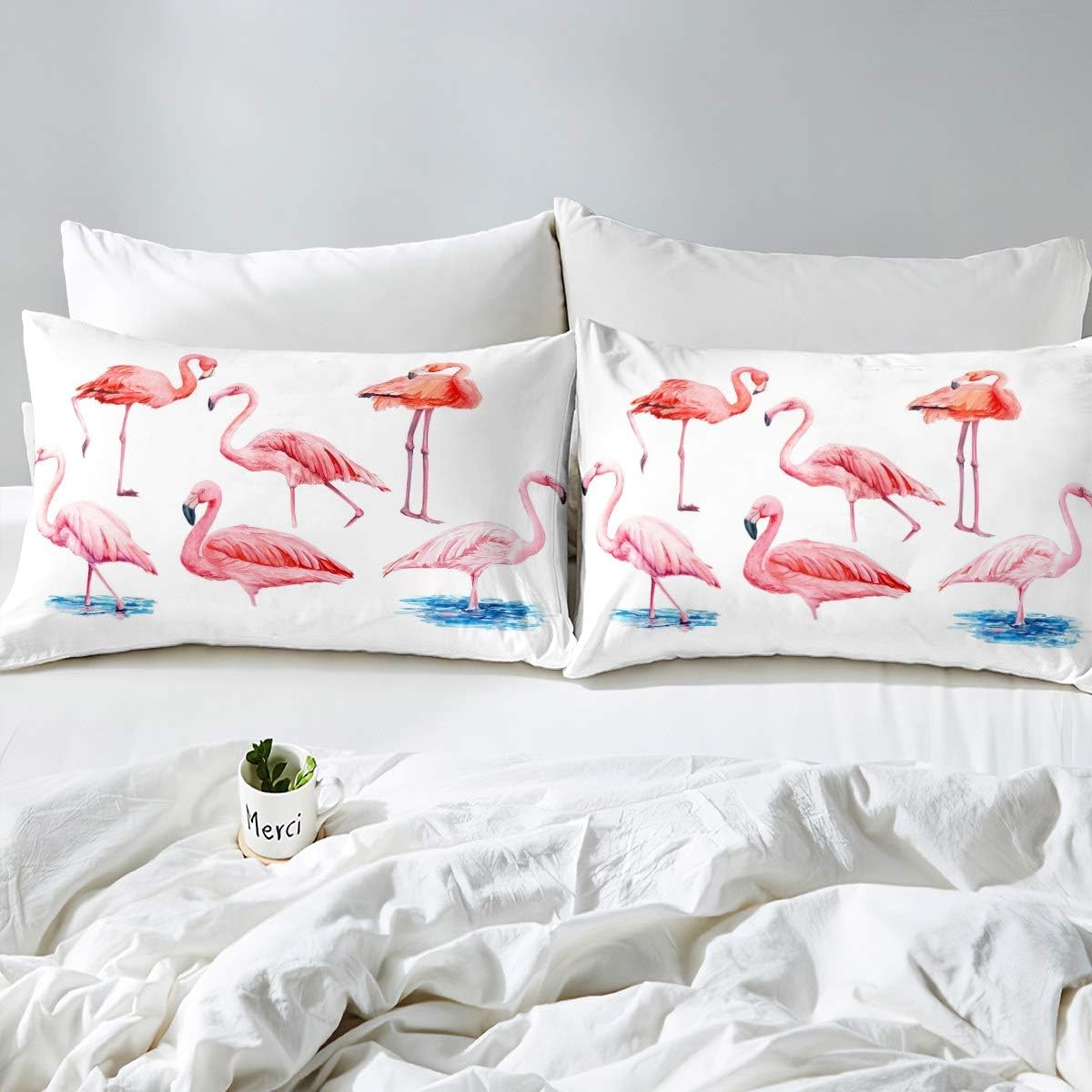 Feelyou Flamingo Flamingo Bed Sheet Set 2Pcs Twin Size