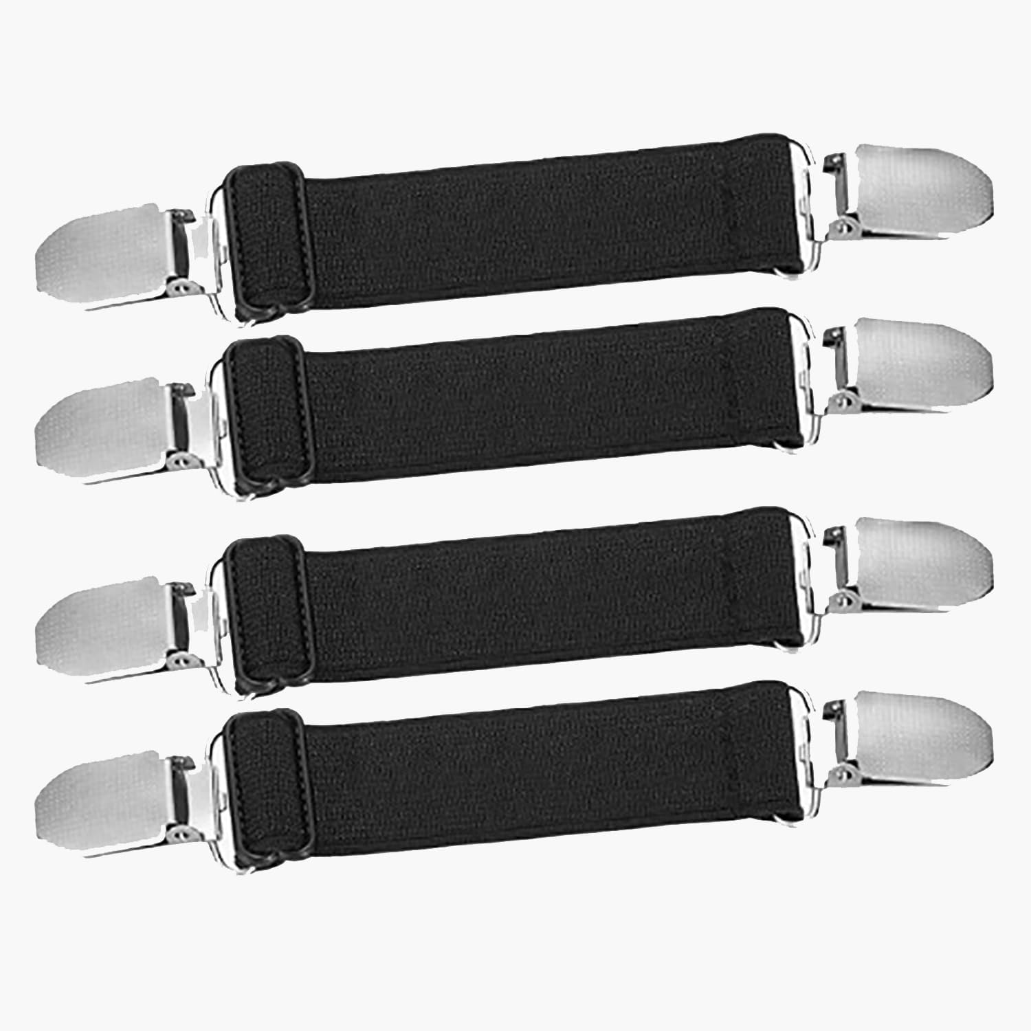 12PCS Adjustable Bed Sheet Fasteners with 2 Buttons - Black