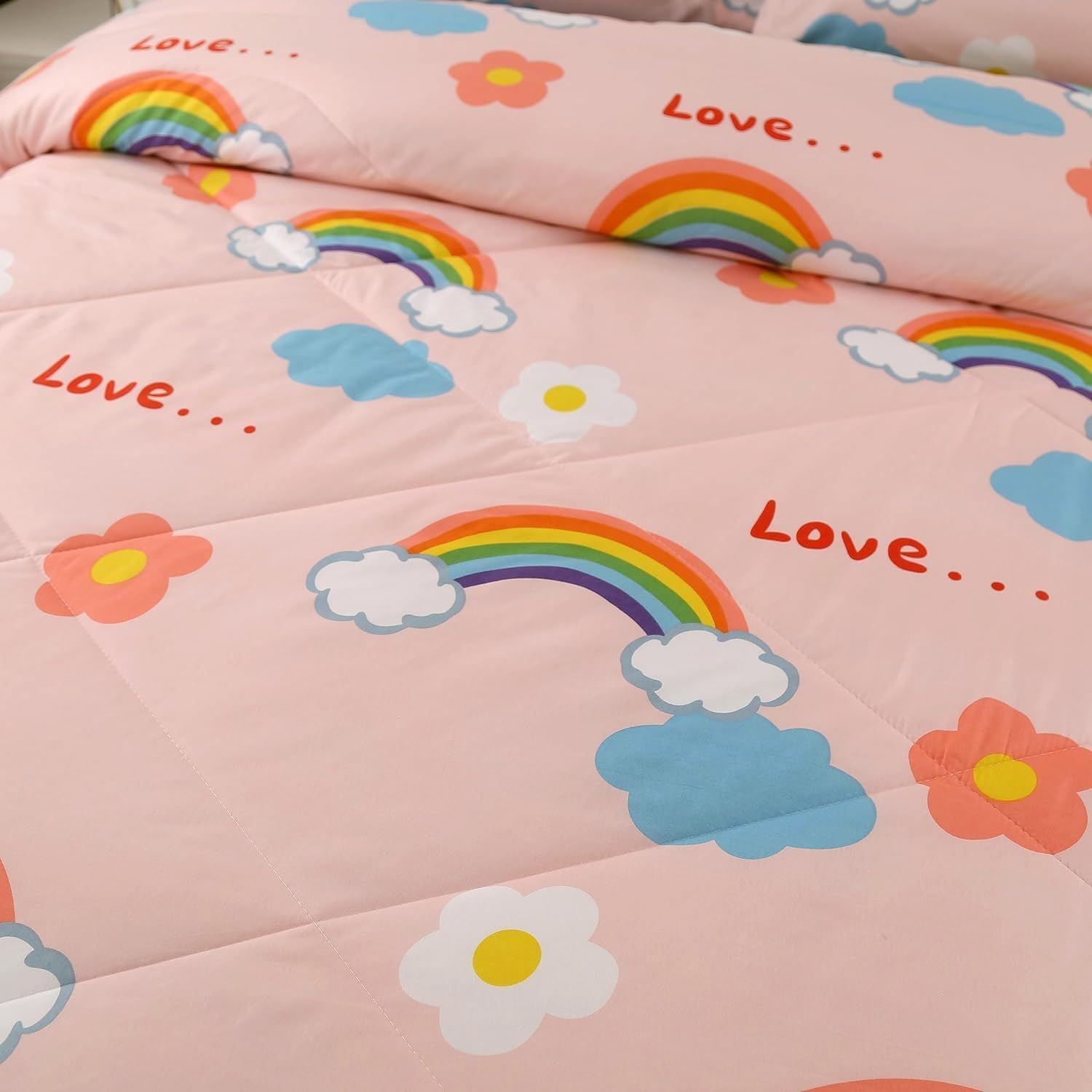 SDY 3PCS Rainbow Queen Comforter Set