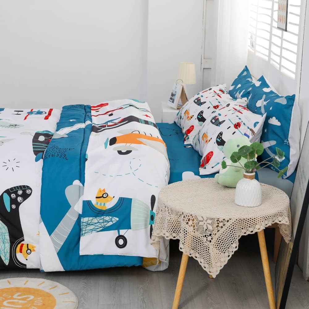 Yasida 7 Piece Airplane Bed in a Bag Set for Kids