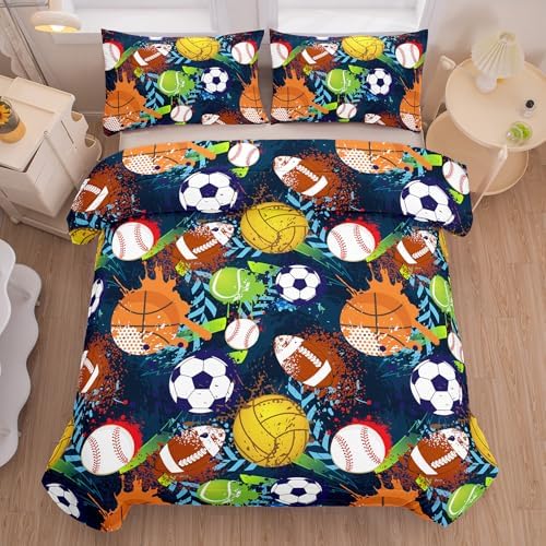 MWMWMW Boys Queen Bedding Set 5 Pcs Sports Bed in a Bag