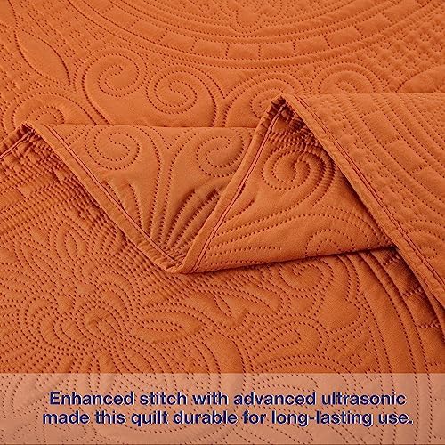Anluoer Quilt Set Burnt Orange Embossed