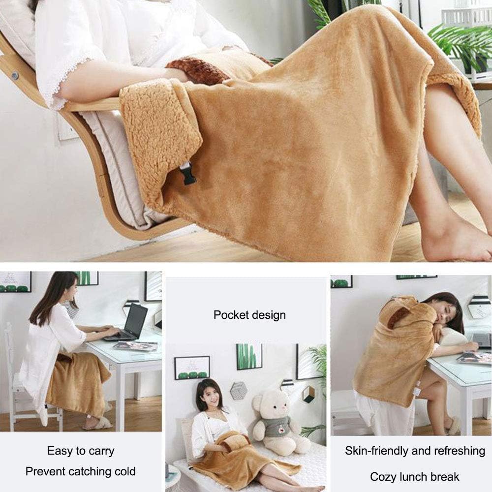 MSUIINT USB Flannel Heated Blanket with Hand Pocket - Purple