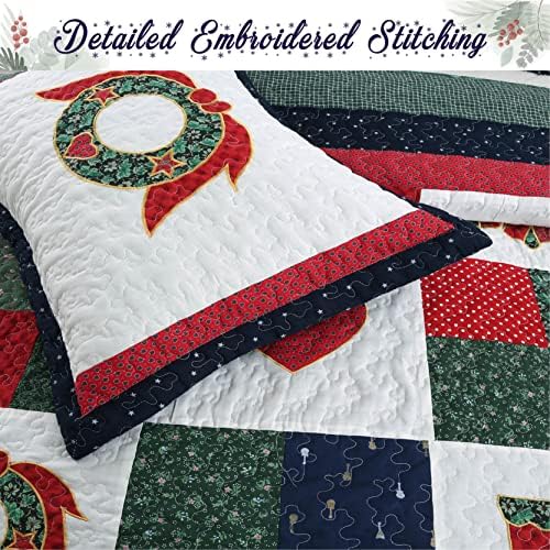 Cozy Line Christmas Patchwork Quilt Set Queen - 3 Piece