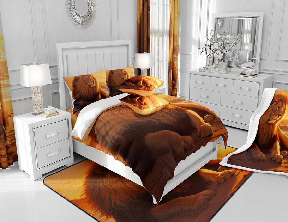 Feelyou 3D Lion Bedding Set for Kids Boy Girl