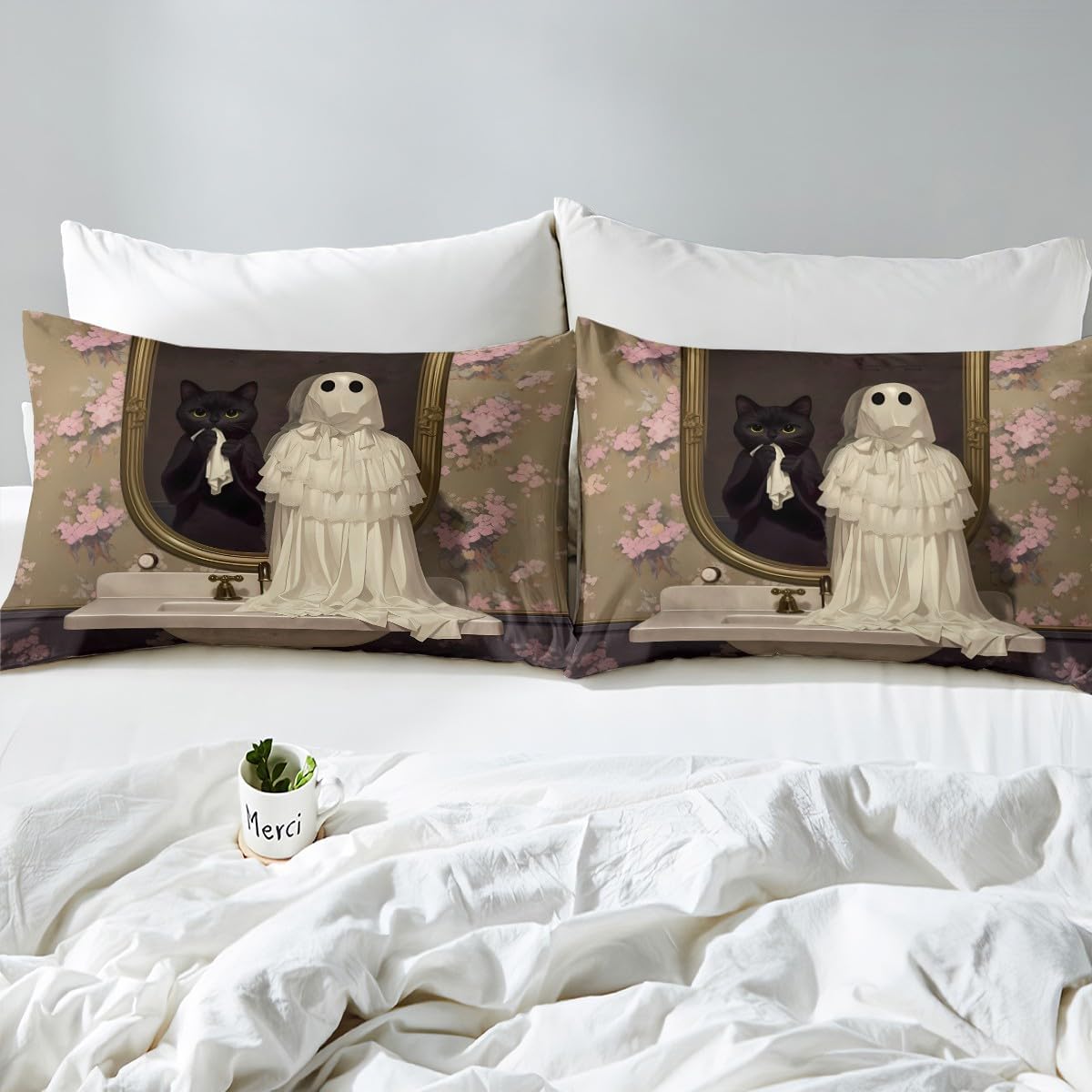 Gothic Ghost Kids Fitted Sheet Twin Size Set 1