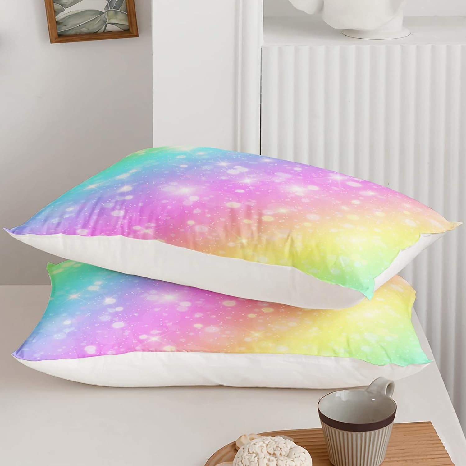 QOOMO Rainbow Tie Dye Comforter Set for Kids 1