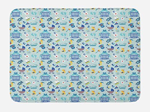 Ambesonne Cartoon Bath Mat with Non Slip Backing
