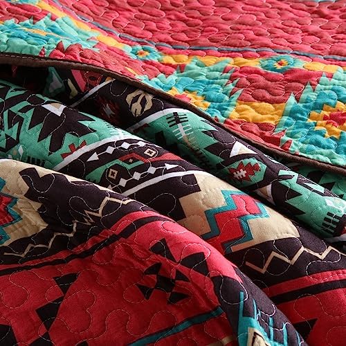 ENASAL Reversible Striped Bohemian Bedspread Set King Size