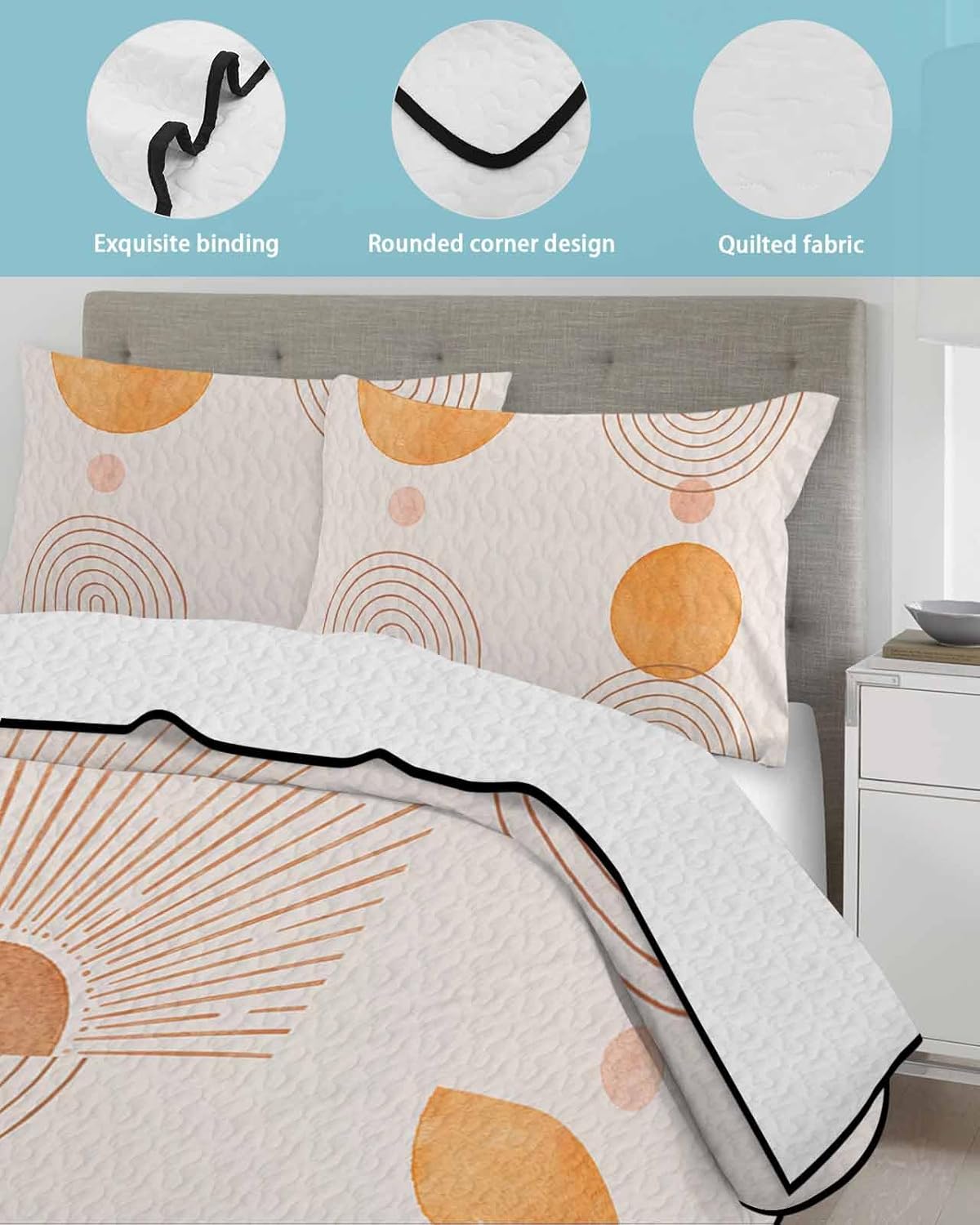Chucoco Twin XL Quilt Bedding Set with 3 Pieces