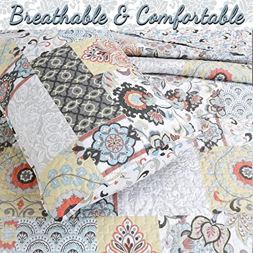 Cozy Line Moorea Floral Reversible Quilt Set King - 3 Piece