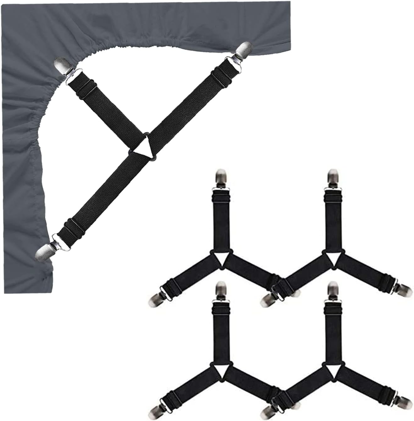 Resdenio 4Pcs Adjustable Elastic Sheet Fasteners