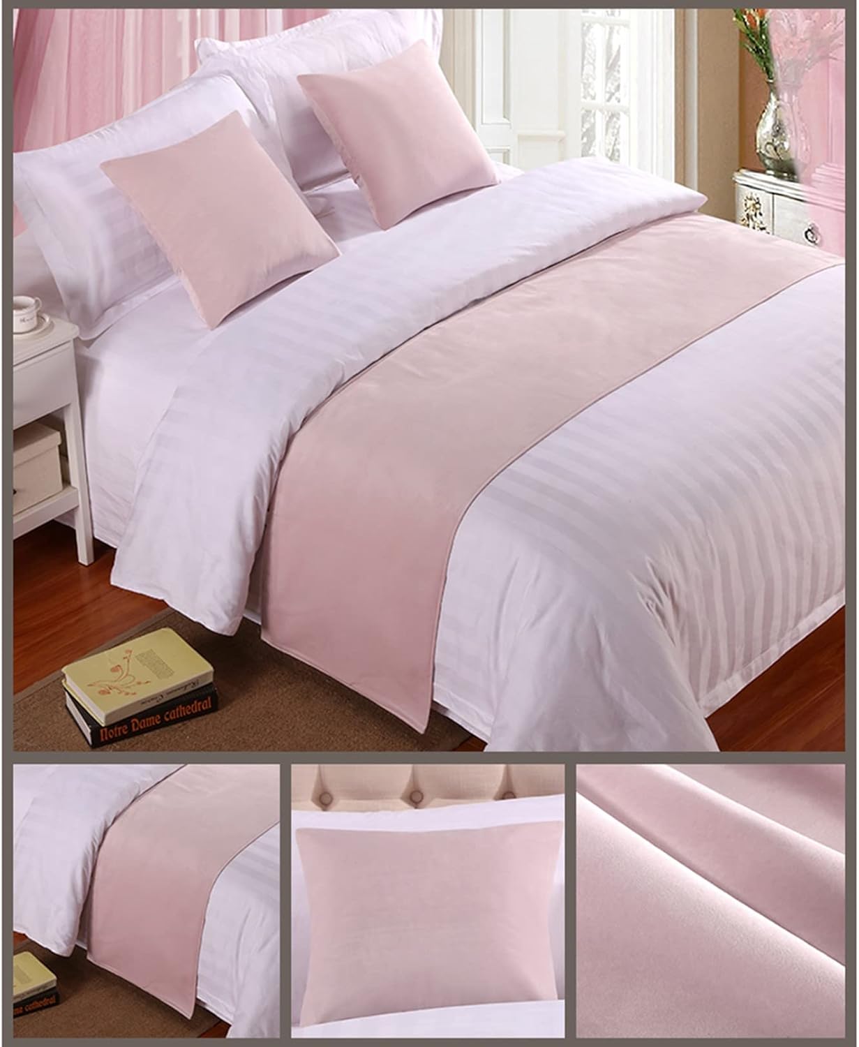 Pink Velvet Queen Bed Runner Luxury Bedspread