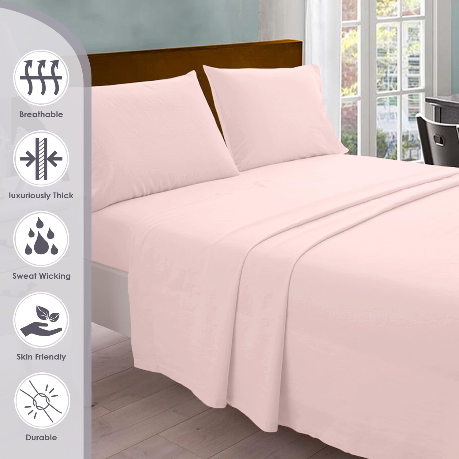 Pizuna Pure 100 Cotton Queen Sheets with Deep Pocket
