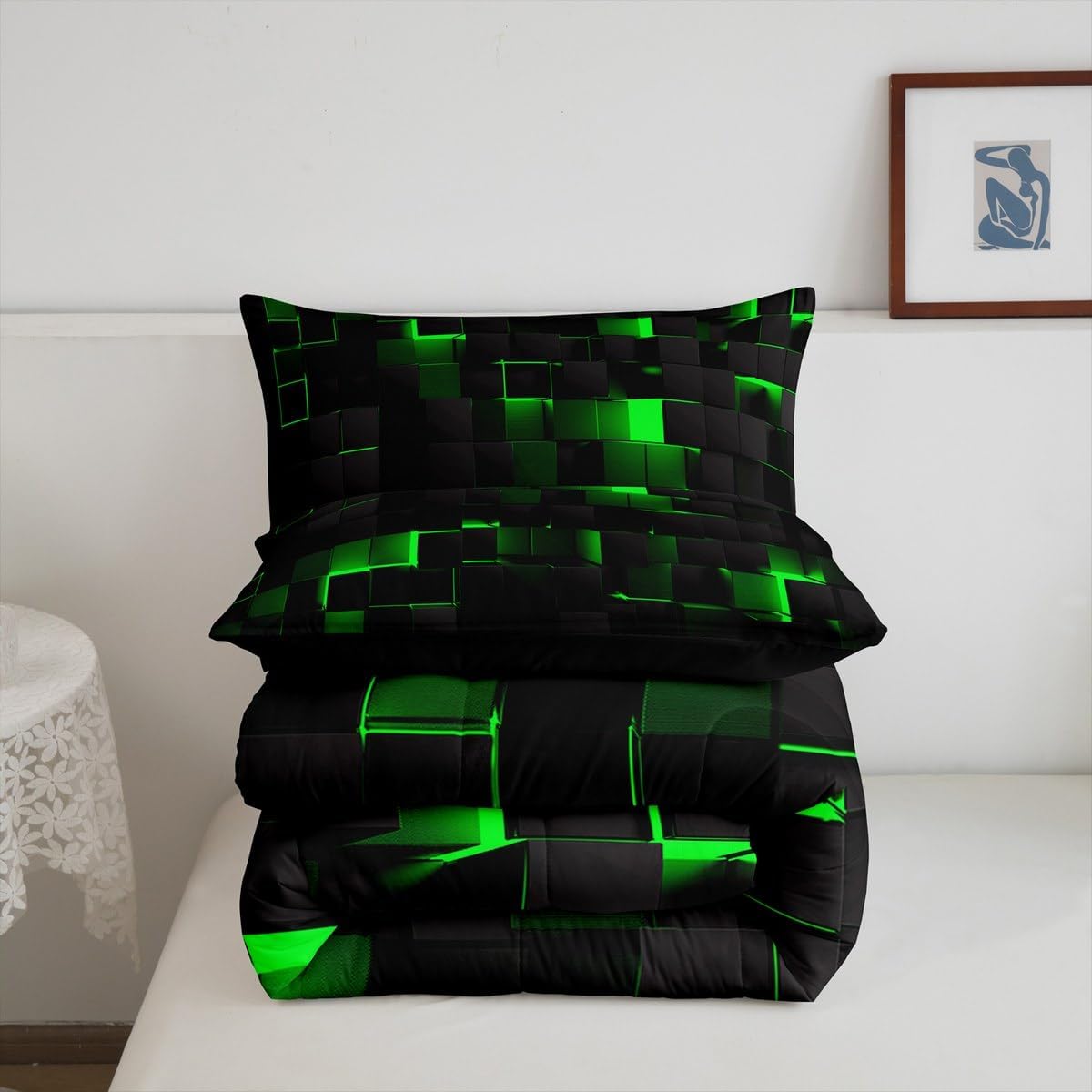 Erosebridal Queen Comforter Set Neon Geometric