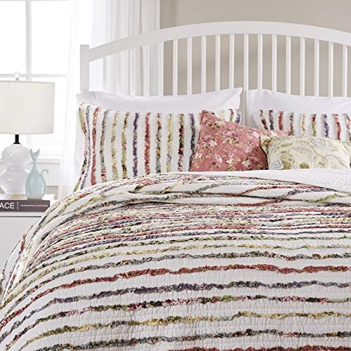Greenland Home - GL-1104YK Bella Ruffled Quilt Set 3-Piece KingCal King Multi