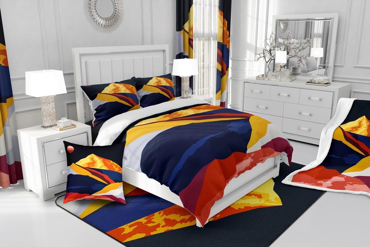 Erosebridal Mid Century Modern Moon Print Coverlet Set