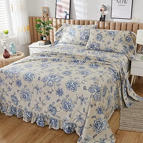 ABREEZE Girls Paisley Printed Bed Sheet Set CalKing Size 4 Piece