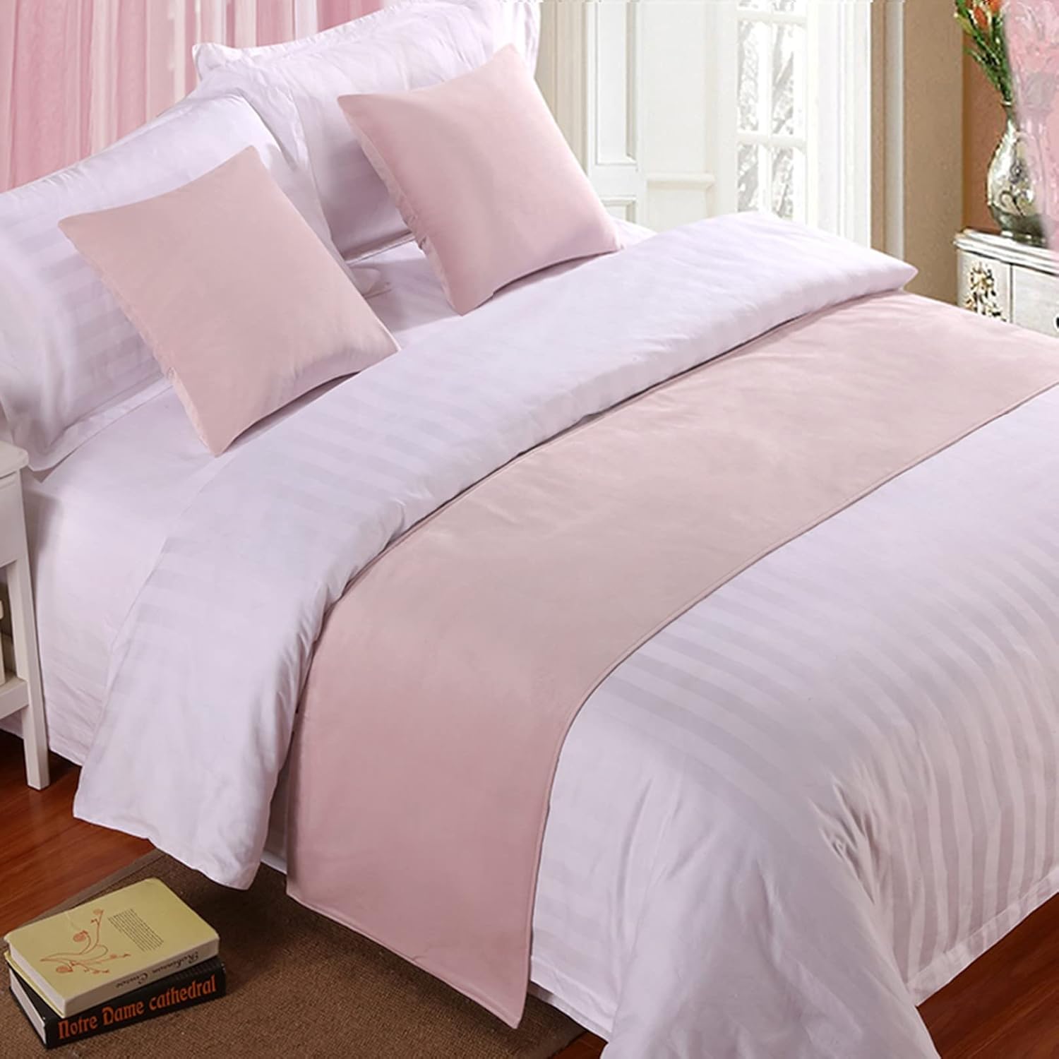 Pink Velvet Queen Bed Runner Luxury Bedspread