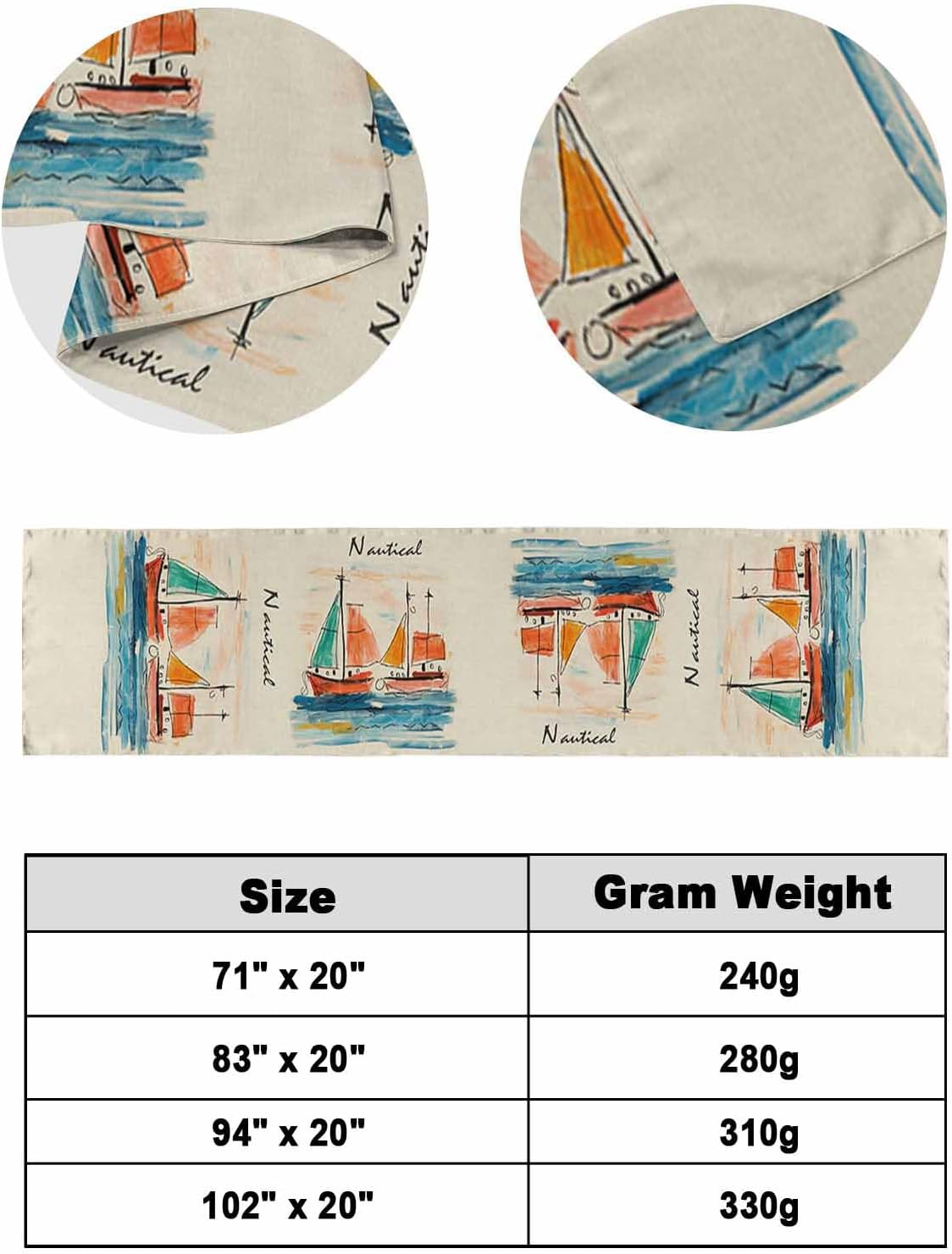 Homechoid Nautical Boat Bed Runner for Twin Size Bed