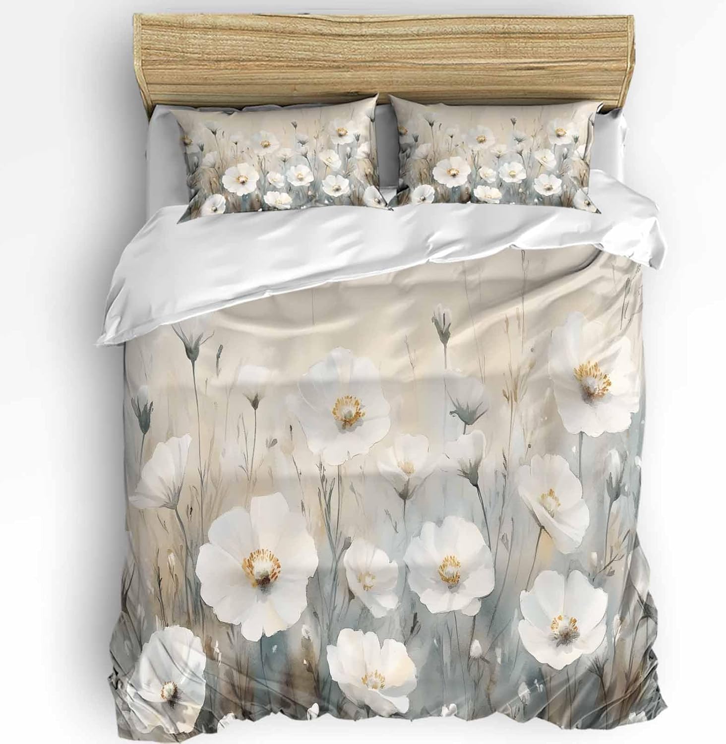Boanket 3-Piece Spring Floral Duvet Cover Set with Zipper