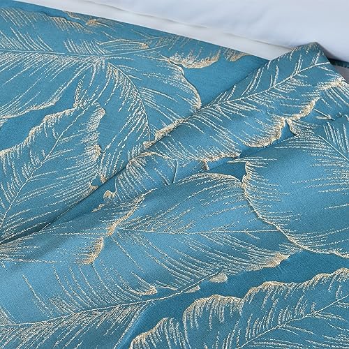 Twelves Leaf Pattern Bedrunner Set Luxury King Protector Slipcover