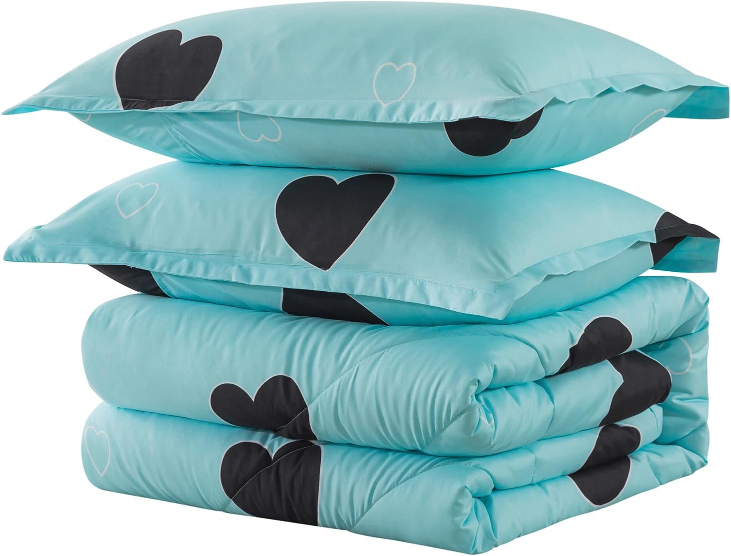 Heart Pattern Girls Comforter Set Twin Size
