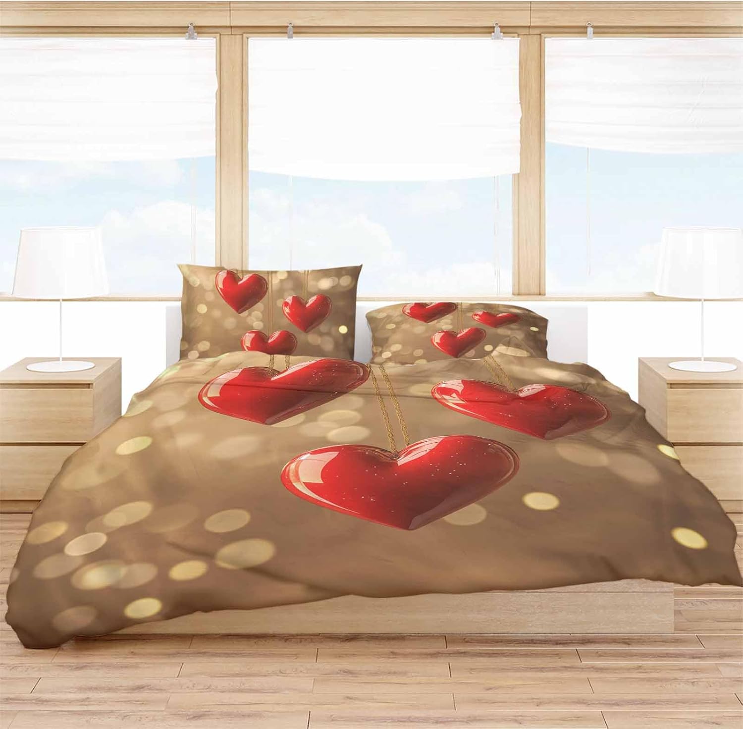 ZOE GARDEN Valentines Day Bed Duvet Cover Set 3 Piece