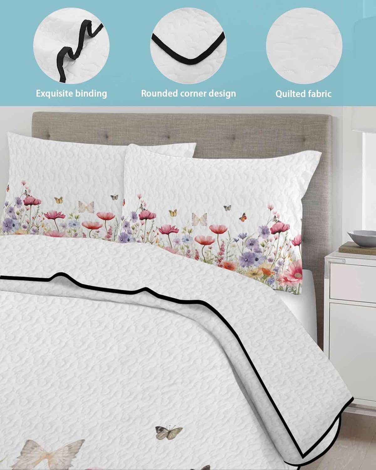 TocaHome Summer Quilt Set Twin XL 68x98 Inch 1