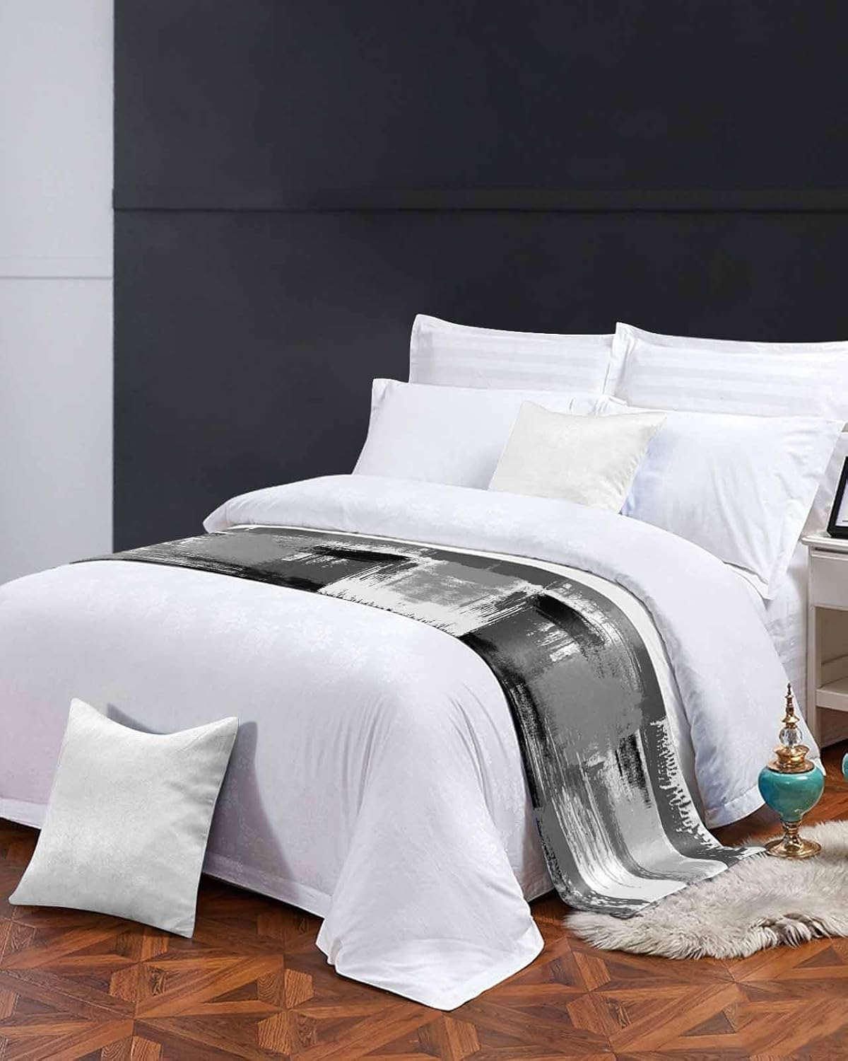 Homechoid Contemporary Grey Bed Runner for King Size Bed