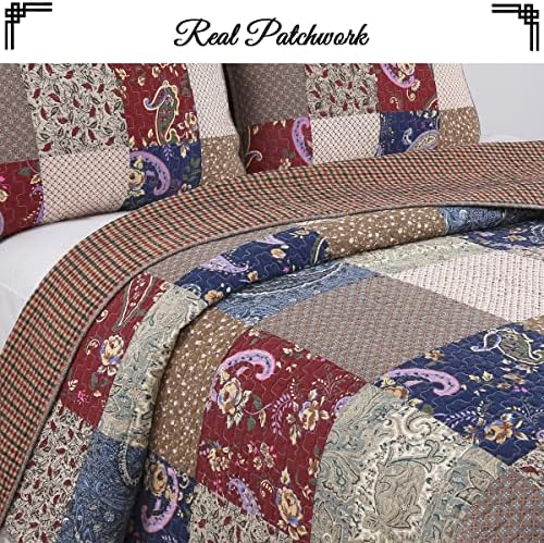 Cozy Line Brown Floral Reversible Quilt Bedding Set