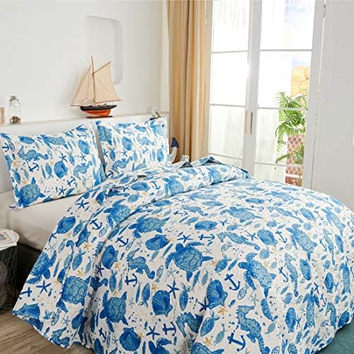 Oliven Ocean Themed Shell Quilt Set Queen Full Size