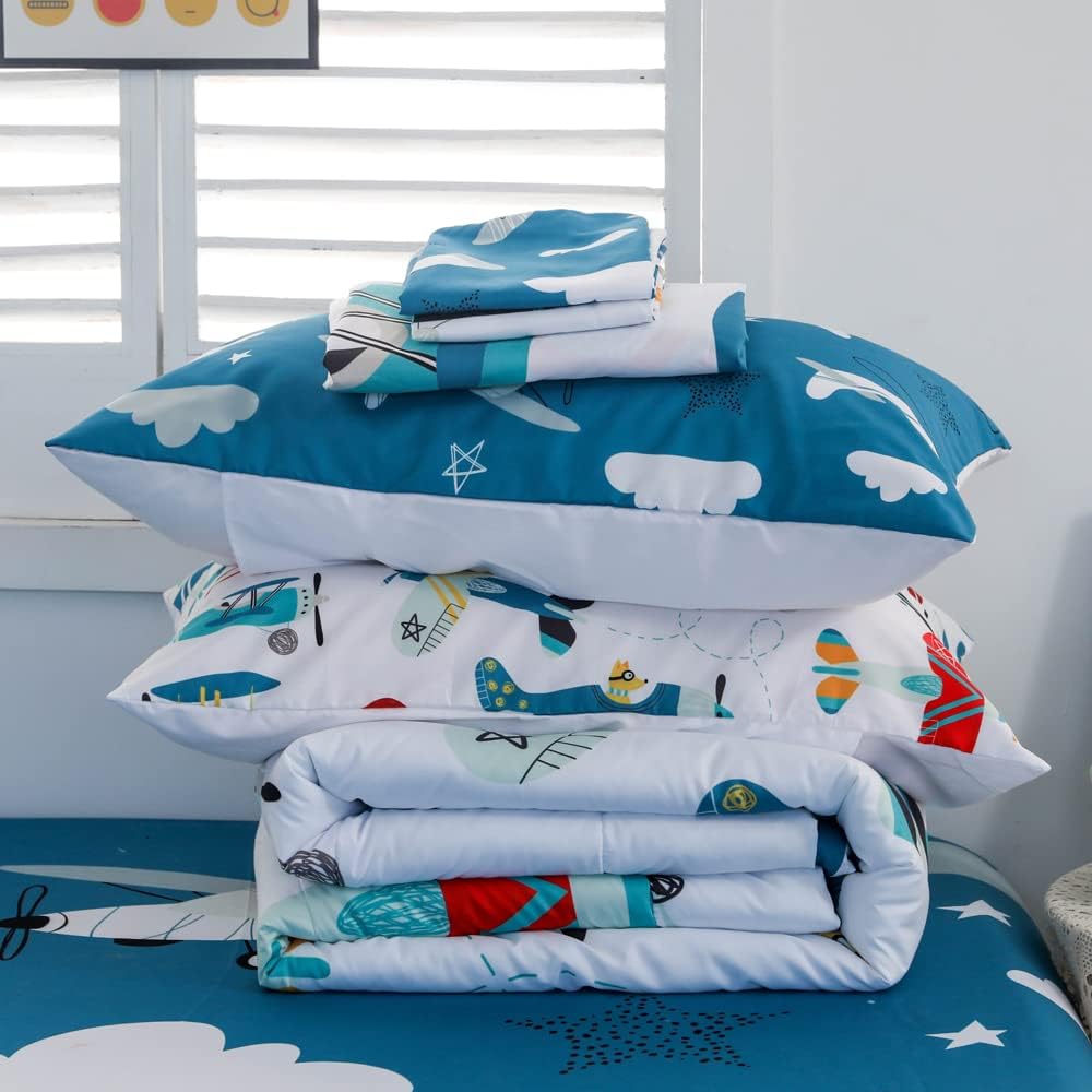 Yasida 7 Piece Airplane Bed in a Bag Set for Kids