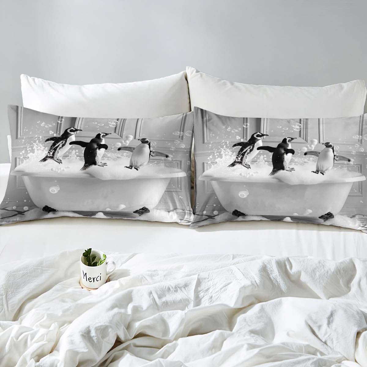 Manfei Cute Penguin Bed Sheet Set Twin Size 1