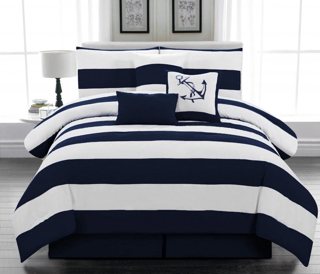 Legacy Decor 7pc Microfiber Nautical Comforter Set Queen
