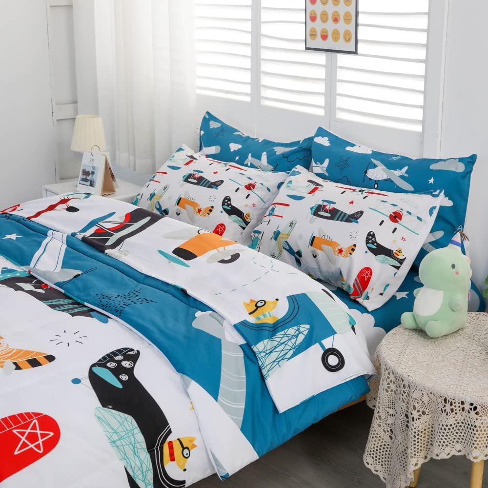 Yasida 7 Piece Airplane Bed in a Bag Set for Kids