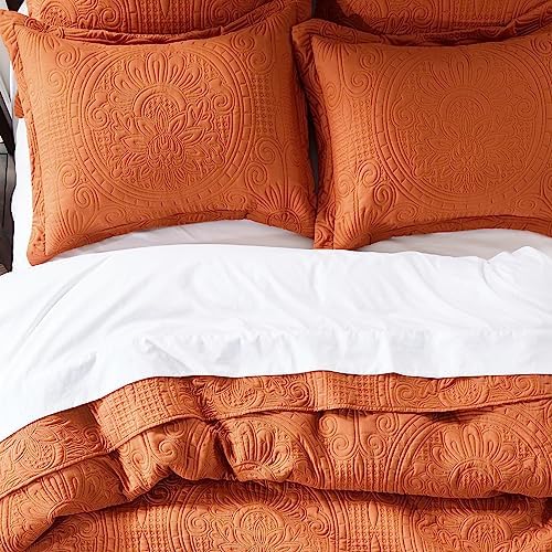 Anluoer Quilt Set Burnt Orange Embossed