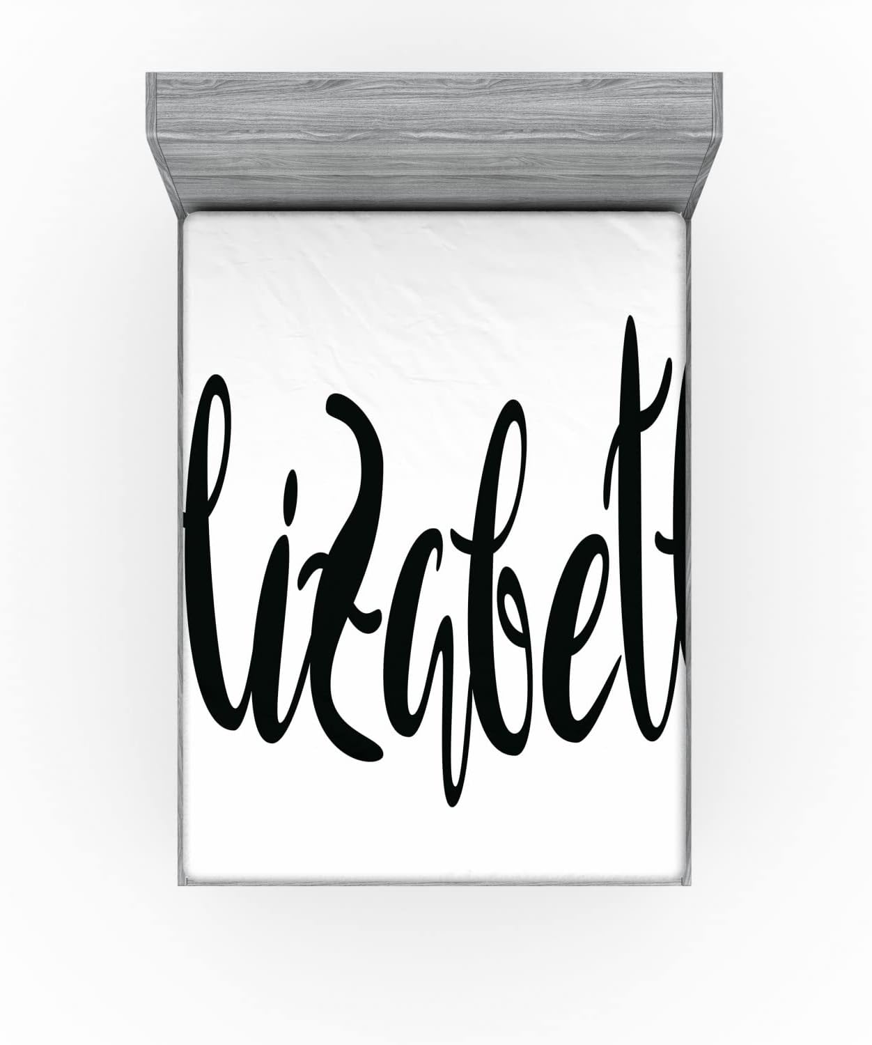 Ambesonne Elizabeth Fitted Sheet Monochrome Calligraphy Design California King