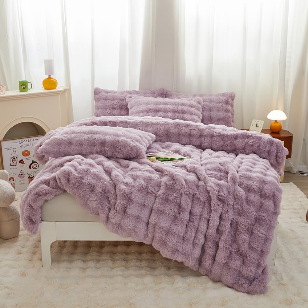 Roscloud Rabbit Plush Duvet Cover Set 3PC Twin