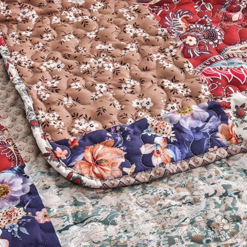 DURLENGEN Floral Quilt Set Queen Size 3Pcs