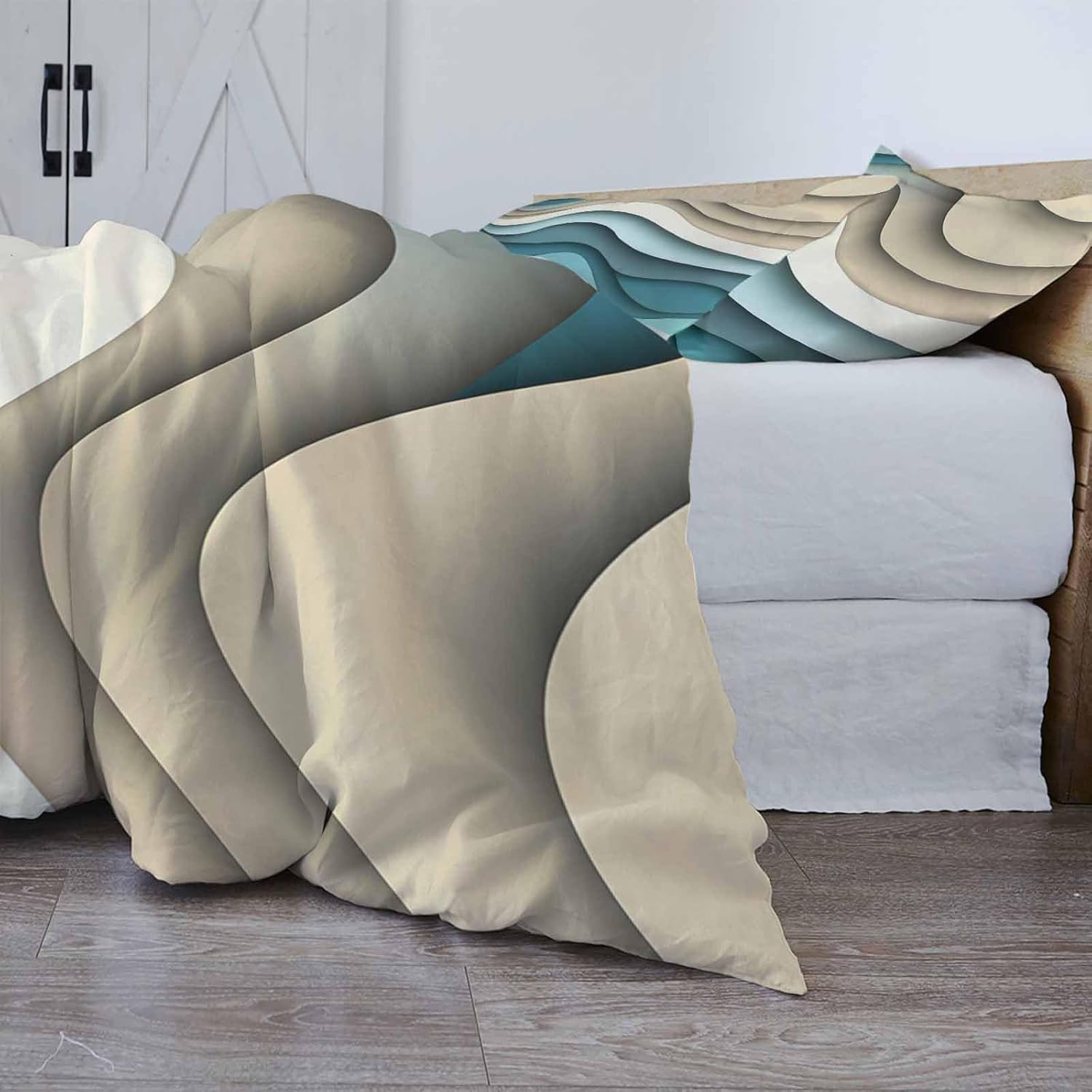 ZOE GARDEN Teal Brown Cal King Duvet Cover Set 1