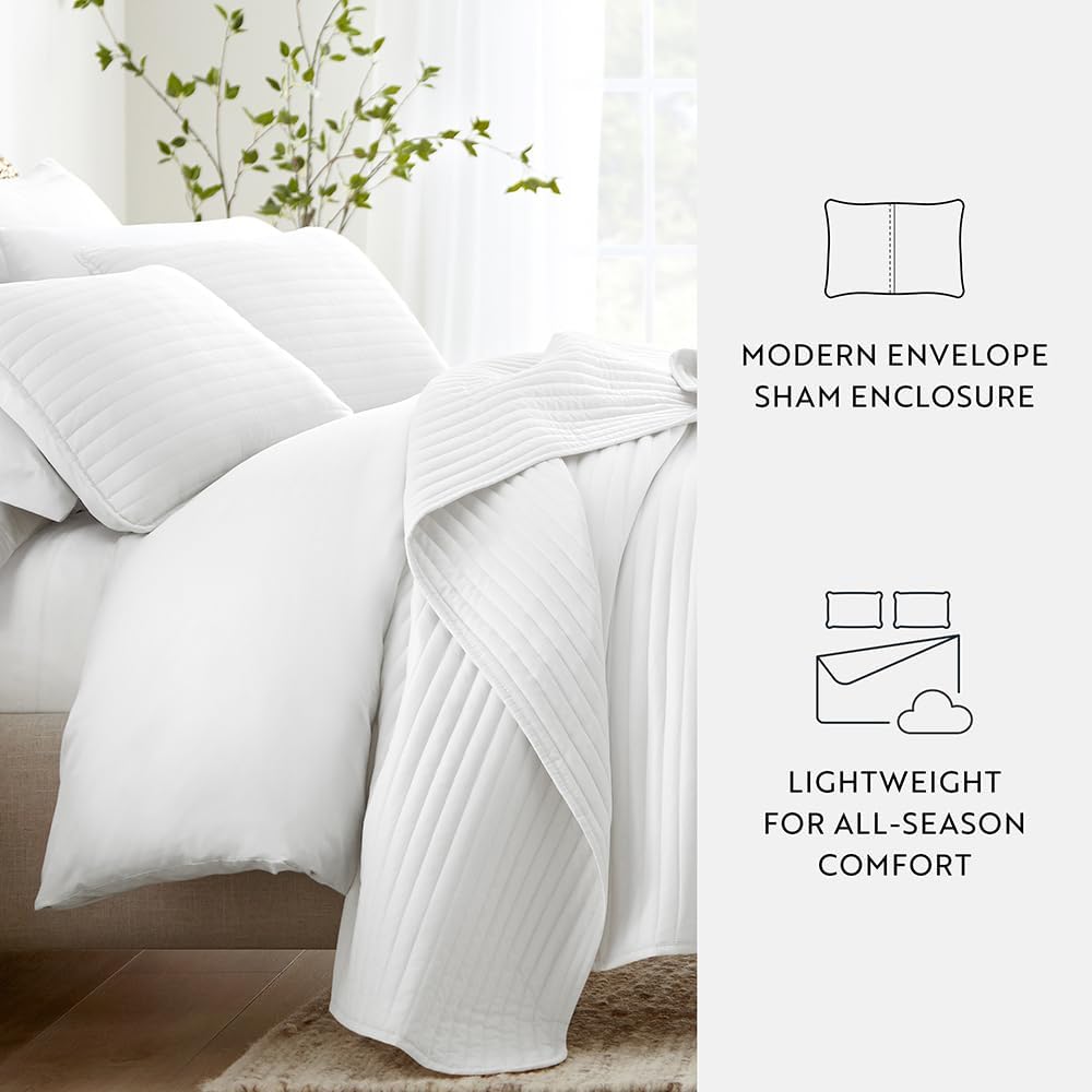 Linen Market Microfiber Quilt Coverlet Set Stripes Stitch