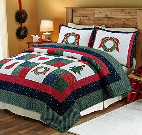 Cozy Line Christmas Patchwork Quilt Set Queen - 3 Piece